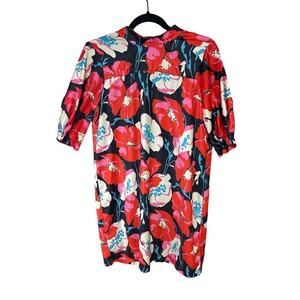 Zara‎ Trafaluc Floral Poppy Print Mini Dress Tunic Size M